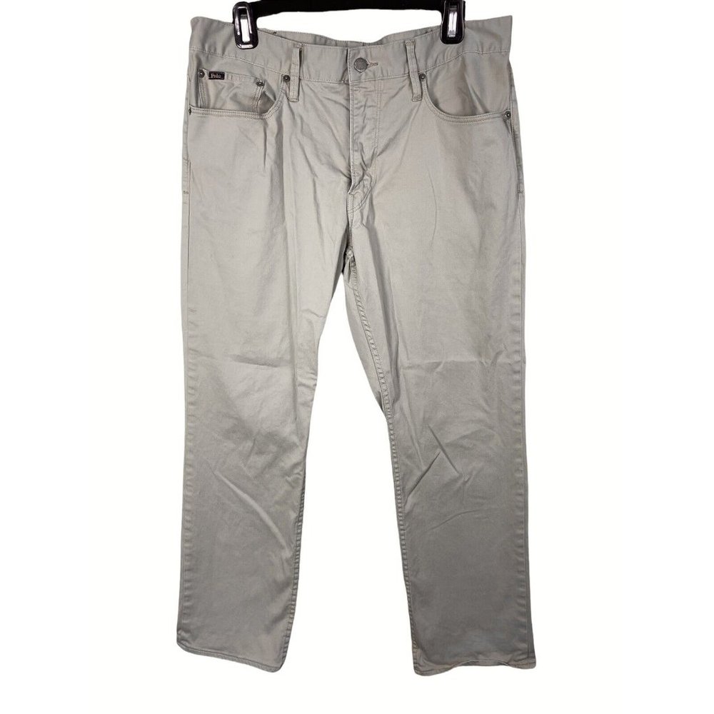Polo Ralph Lauren Pants Khaki 34x30 Cotton Blend Flat Front Zip Straight‎ Mens